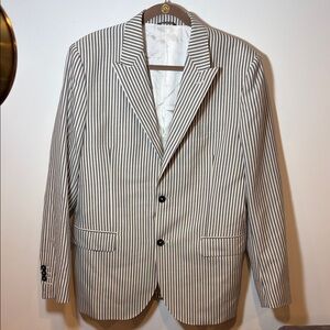 Kent & Curwen Made in Italy Striped Wool Seersucker-like Sport Coat - 42R